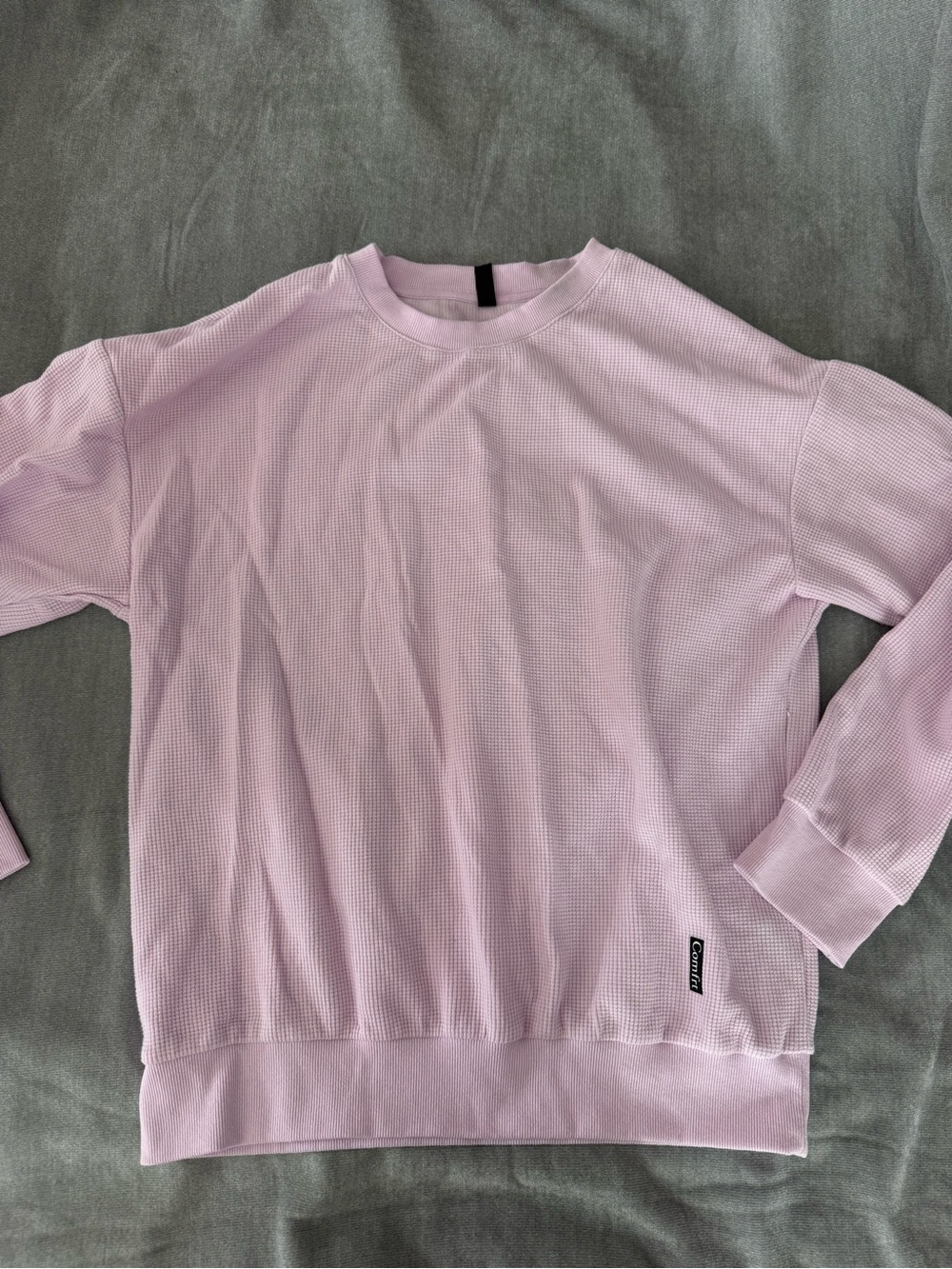 COMFRT Waffle Lounge Long Sleeve in a light pastel purple/pink color